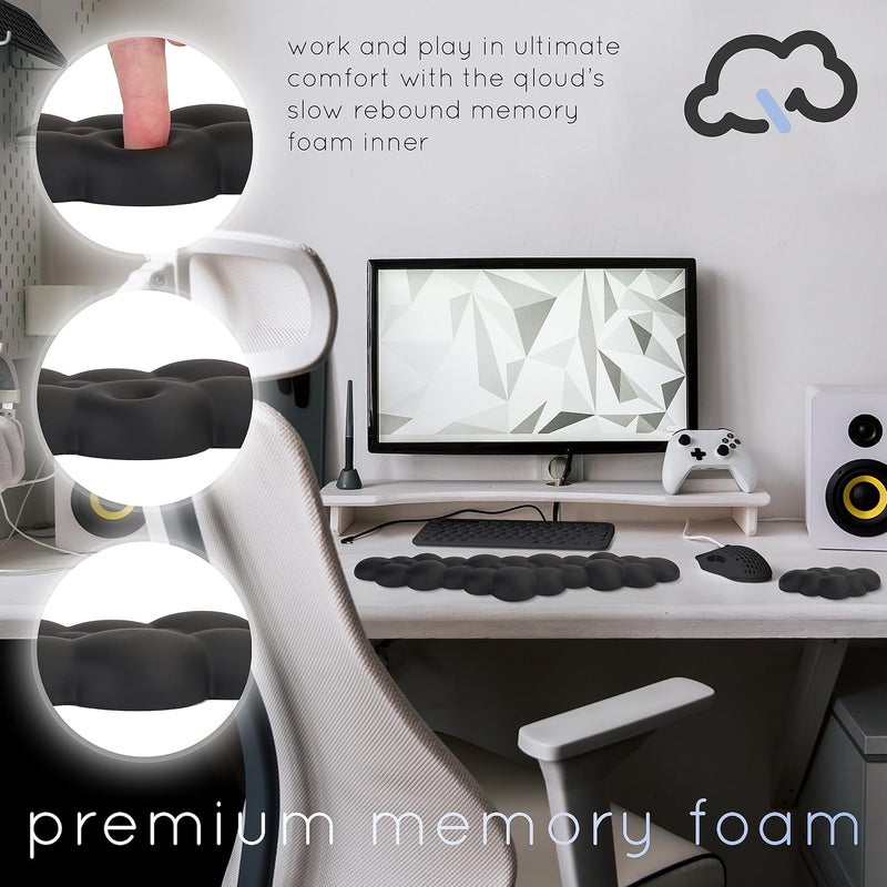 Create-ables Qloud Cloud Wrist Rest Keyboard Wrist Rest for Computer Keyboard Pad, Cloud Keyboard Wrist Rest, Wrist Pad for Keyboard, Memory Foam, Non Slip Base, Comes with Mouse Pad - Matte Black - Image 5